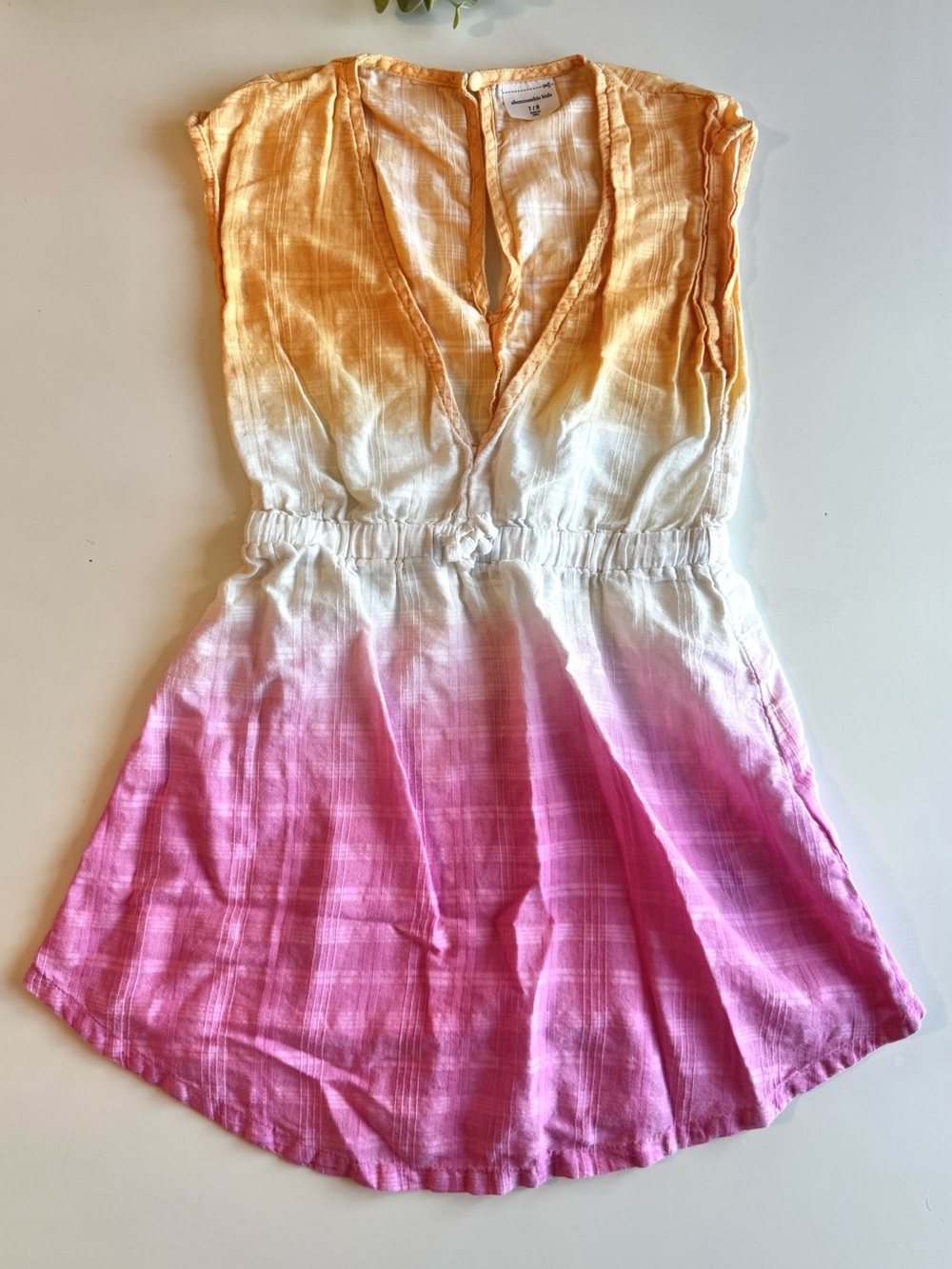 Abercrombie Kids Ombre Gauze Dress Pink Orange White Size 7/8